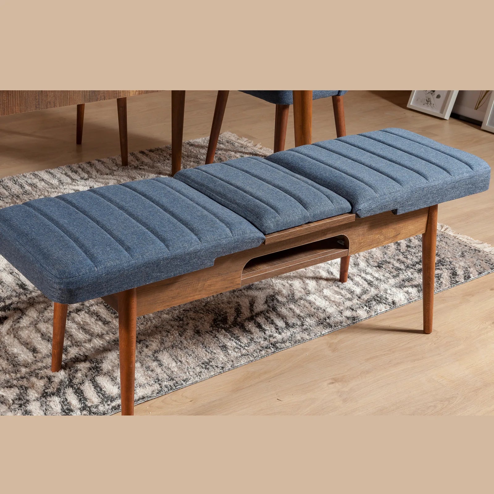 Sembol Bench Ceviz Lacivert görsel 2